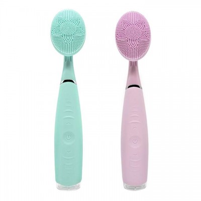 USB rechargeable sonic handheld electric facial massager brush with soft silicone brushes